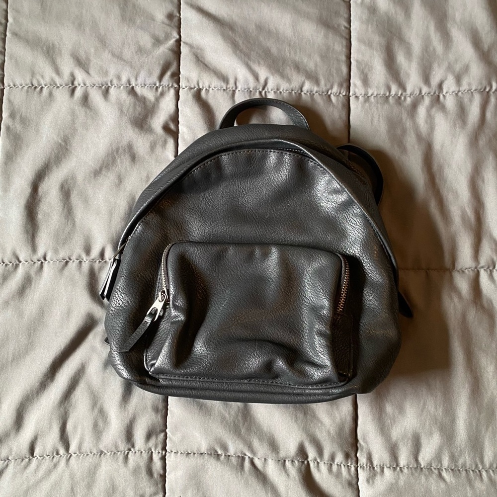 Black Faux Leather Backpack